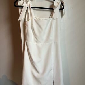 Lulu's White Tie-Shoulder Mini Dress